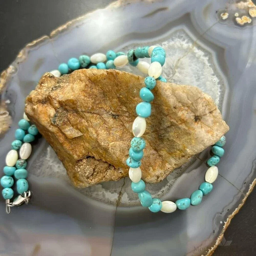 Sterling Silver 5-10mm Turquoise & 8mm MOP Beads 20